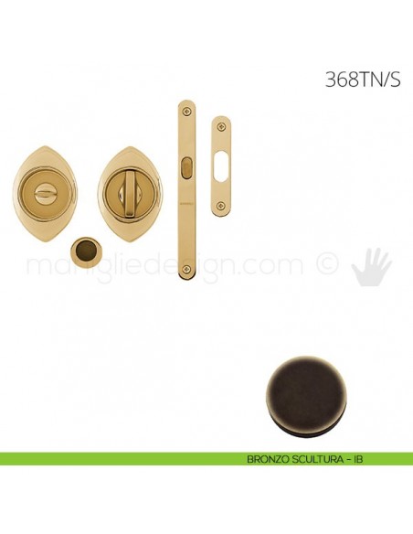 Maniglia per porta scorrevole Clip Mandelli 368T nottolino e serratura bronzo scultura