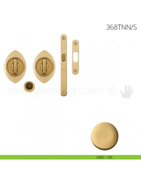 Maniglia per porta scorrevole Clip Mandelli 368T con nottolino interno ed esterno con serratura oro