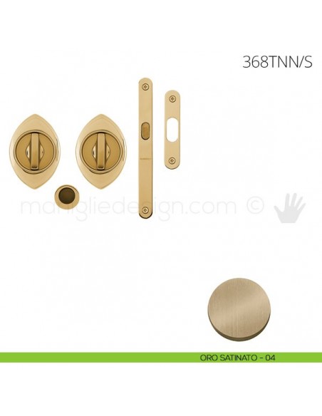 Maniglia per porta scorrevole Clip Mandelli 368T con nottolino interno ed esterno con serratura oro satinato