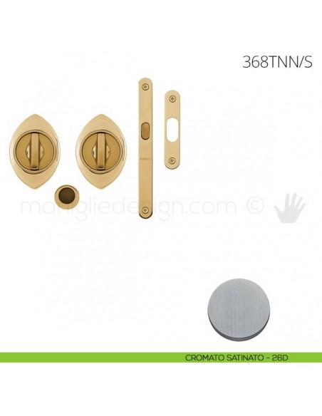 Maniglia per porta scorrevole Clip Mandelli 368T con nottolino interno ed esterno con serratura cromato satinato