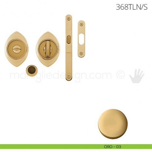 Maniglia per porta a libro Clip Mandelli 368T con doppio anello con serratura oro