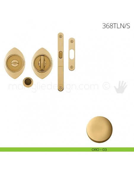 Maniglia per porta a libro Clip Mandelli 368T con doppio anello con serratura oro