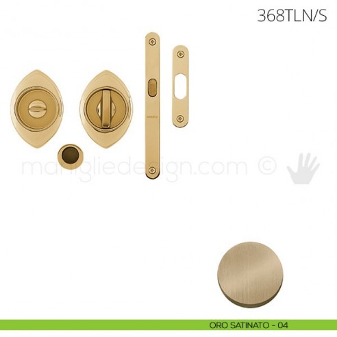 Maniglia per porta a libro Clip Mandelli 368T con doppio anello con serratura oro satinato