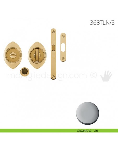 Maniglia per porta a libro Clip Mandelli 368T con doppio anello con serratura cromato