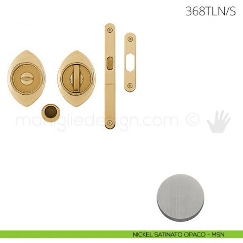 Maniglia per porta a libro Clip Mandelli 368T con doppio anello con serratura nickel satinato opaco