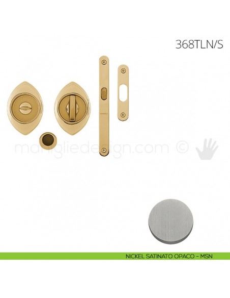 Maniglia per porta a libro Clip Mandelli 368T con doppio anello con serratura nickel satinato opaco