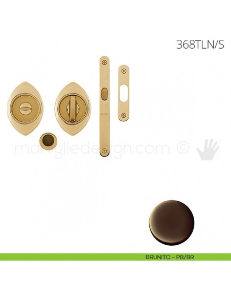 Maniglia per porta a libro Clip Mandelli 368T con doppio anello con serratura brunito