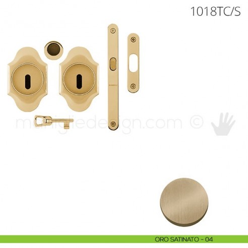 Maniglia per porta scorrevole Clip Mandelli 1018T con chiave e serratura oro satinato