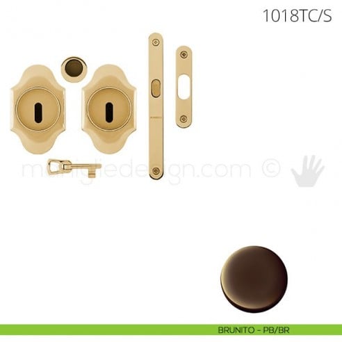Maniglia per porta scorrevole Clip Mandelli 1018T con chiave e serratura brunito