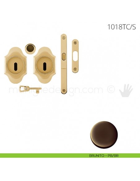 Maniglia per porta scorrevole Clip Mandelli 1018T con chiave e serratura brunito
