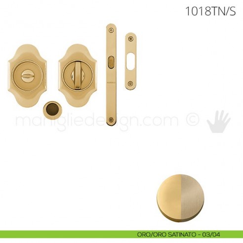 Maniglia per porta scorrevole Clip Mandelli 1018T nottolino e serratura oro-oro satinato