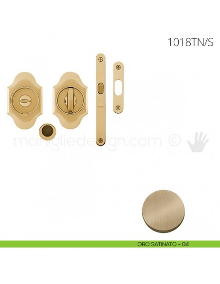 Maniglia per porta scorrevole Clip Mandelli 1018T nottolino e serratura oro satinato