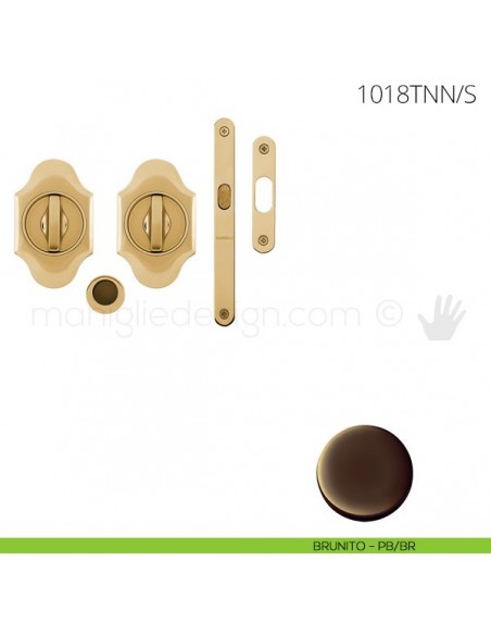Maniglia per porta scorrevole Clip Mandelli 1018T con nottolino interno ed esterno con serratura brunito