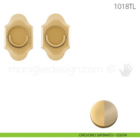 Maniglia per porta a libro Clip Mandelli 1018T con doppio anello folle oro-oro satinato