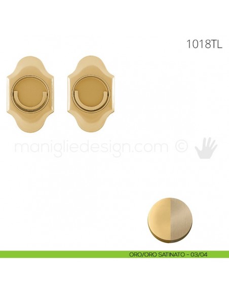 Maniglia per porta a libro Clip Mandelli 1018T con doppio anello folle oro-oro satinato
