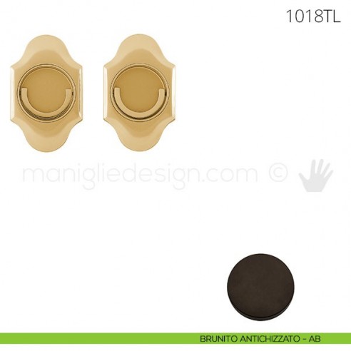 Maniglia per porta a libro Clip Mandelli 1018T con doppio anello folle brunito antichizzato