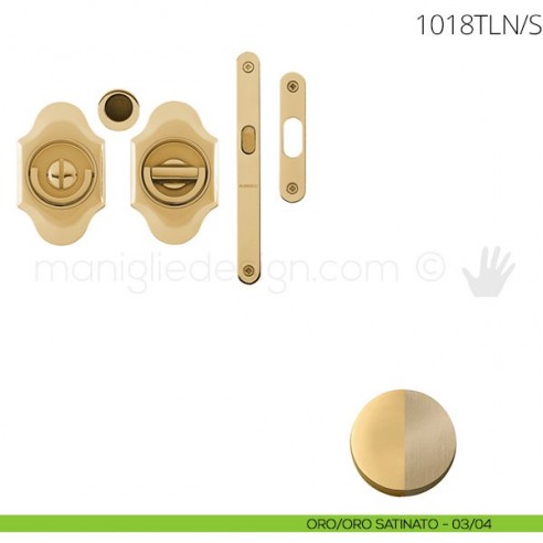 Maniglia per porta a libro Clip Mandelli 1018T con doppio anello con serratura oro-oro satinato