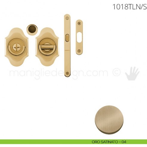 Maniglia per porta a libro Clip Mandelli 1018T con doppio anello con serratura oro satinato