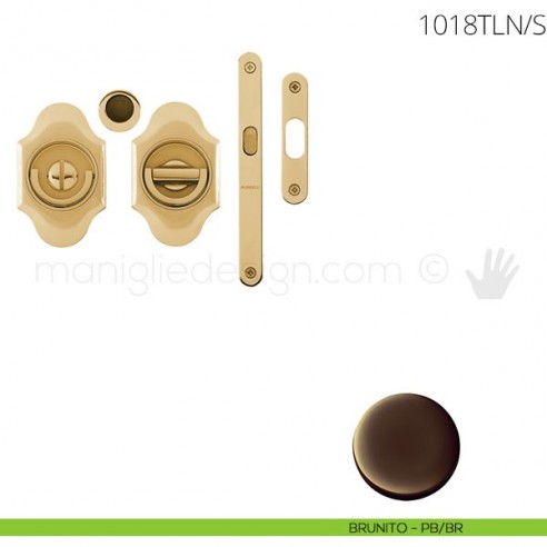 Maniglia per porta a libro Clip Mandelli 1018T con doppio anello con serratura brunito