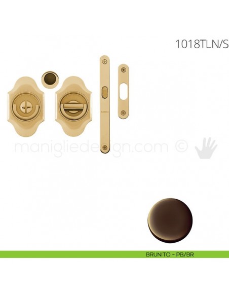 Maniglia per porta a libro Clip Mandelli 1018T con doppio anello con serratura brunito