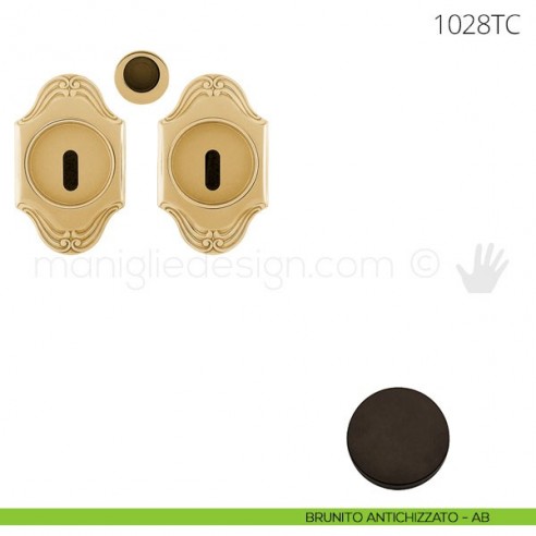 Maniglia per porta scorrevole Clip Mandelli 1028T con chiave senza serratura brunito antichizzato
