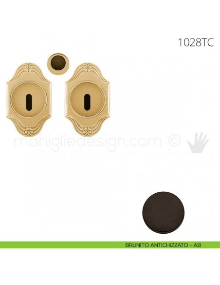 Maniglia per porta scorrevole Clip Mandelli 1028T con chiave senza serratura brunito antichizzato
