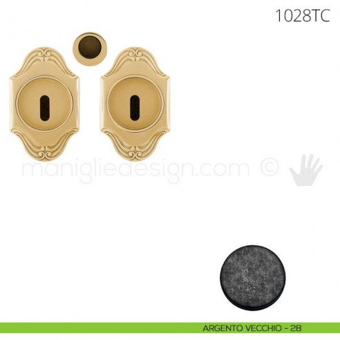 Maniglia per porta scorrevole Clip Mandelli 1028T con chiave senza serratura argento vecchio