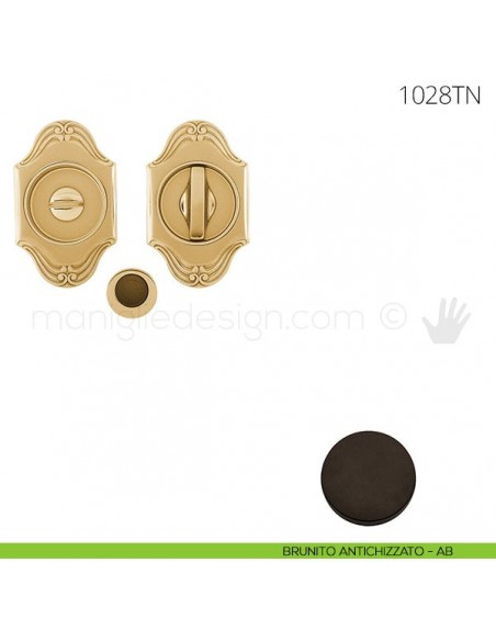 Maniglia per porta scorrevole Clip Mandelli 1028T con nottolino senza serratura brunito antichizzato