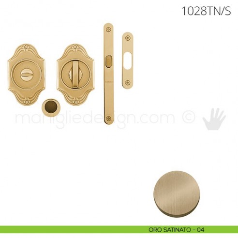 Maniglia per porta scorrevole Clip Mandelli 1028T nottolino e serratura oro satinato