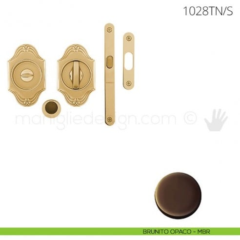 Maniglia per porta scorrevole Clip Mandelli 1028T nottolino e serratura brunito opaco