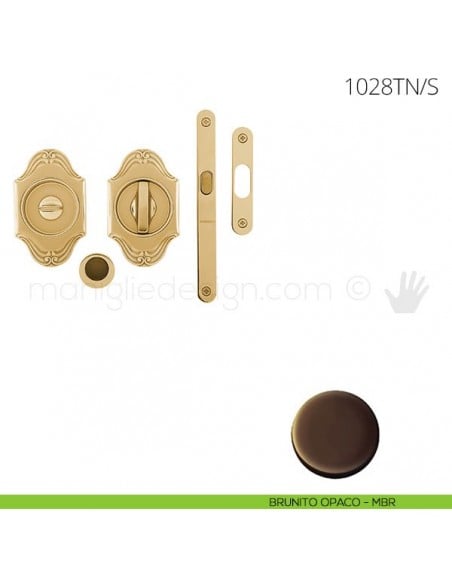 Maniglia per porta scorrevole Clip Mandelli 1028T nottolino e serratura brunito opaco