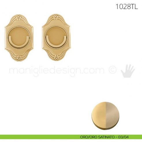 Maniglia per porta a libro Clip Mandelli 1028T con doppio anello folle oro-oro satinato