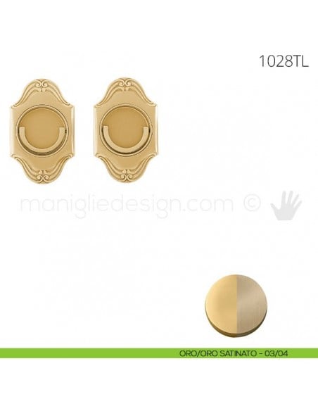 Maniglia per porta a libro Clip Mandelli 1028T con doppio anello folle oro-oro satinato