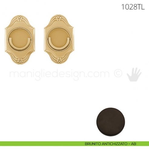 Maniglia per porta a libro Clip Mandelli 1028T con doppio anello folle brunito antichizzato
