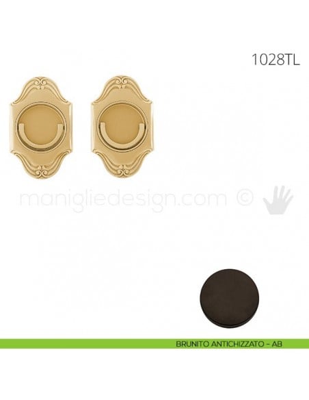 Maniglia per porta a libro Clip Mandelli 1028T con doppio anello folle brunito antichizzato