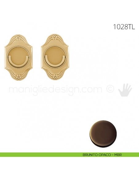 Maniglia per porta a libro Clip Mandelli 1028T con doppio anello folle brunito opaco