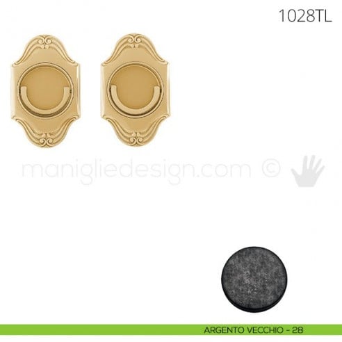 Maniglia per porta a libro Clip Mandelli 1028T con doppio anello folle argento vecchio