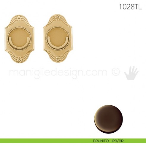 Maniglia per porta a libro Clip Mandelli 1028T con doppio anello folle brunito