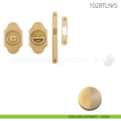 Maniglia per porta a libro Clip Mandelli 1028T con doppio anello con serratura oro-oro satinato