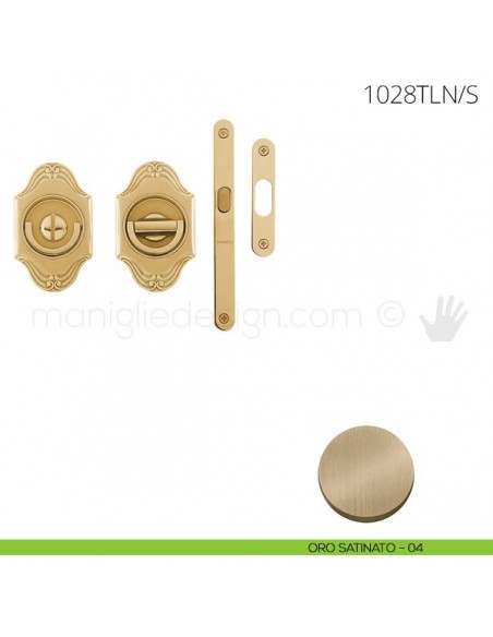 Maniglia per porta a libro Clip Mandelli 1028T con doppio anello con serratura oro satinato