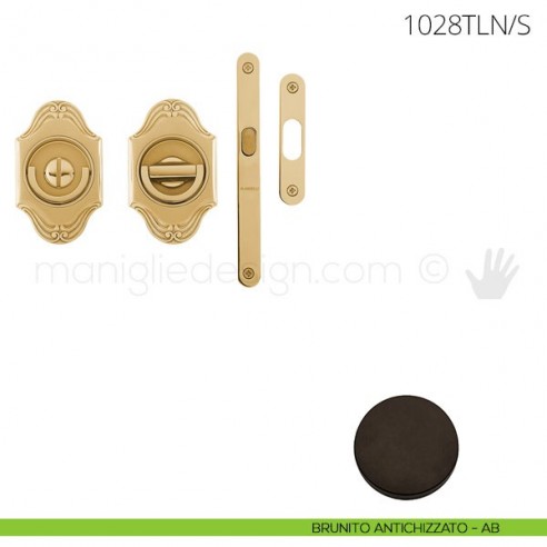 Maniglia per porta a libro Clip Mandelli 1028T con doppio anello con serratura brunito antichizzato