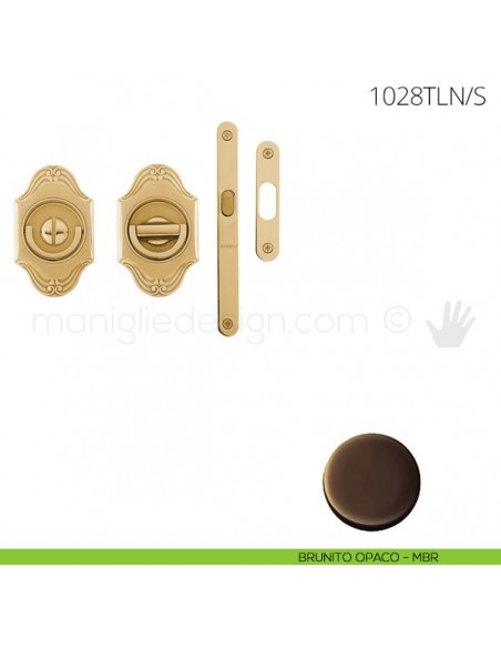 Maniglia per porta a libro Clip Mandelli 1028T con doppio anello con serratura brunito opaco