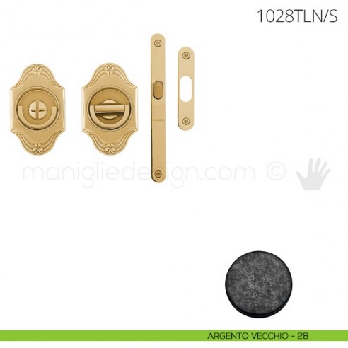 Maniglia per porta a libro Clip Mandelli 1028T con doppio anello con serratura argento vecchio