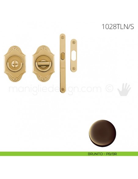 Maniglia per porta a libro Clip Mandelli 1028T con doppio anello con serratura brunito