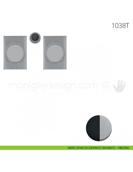 Maniglia per porta scorrevole Clip Mandelli 1038T senza serratura nero opaco-cromato satinato