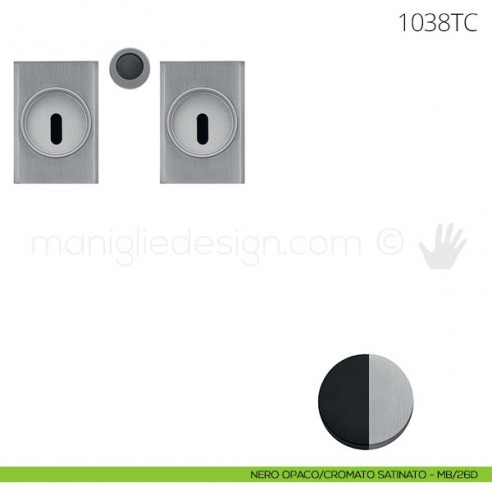 Maniglia per porta scorrevole Clip Mandelli 1038T con chiave senza serratura nero opaco-cromato satinato