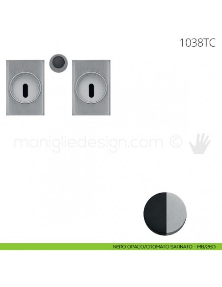 Maniglia per porta scorrevole Clip Mandelli 1038T con chiave senza serratura nero opaco-cromato satinato