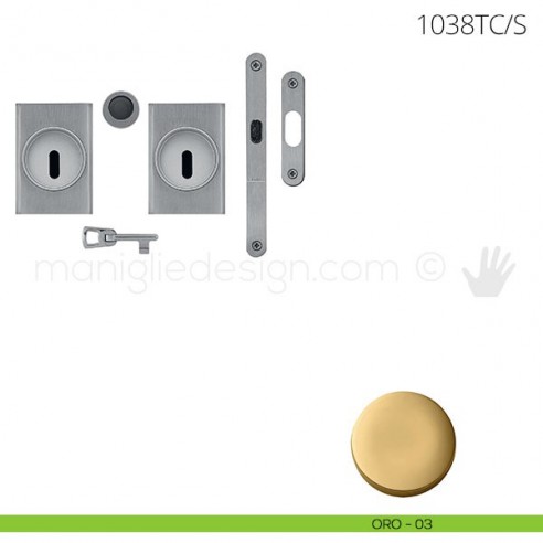 Maniglia per porta scorrevole Clip Mandelli 1038T con chiave e serratura oro