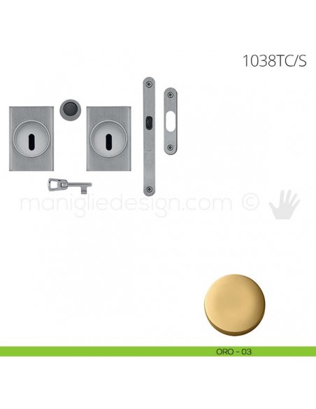 Maniglia per porta scorrevole Clip Mandelli 1038T con chiave e serratura oro