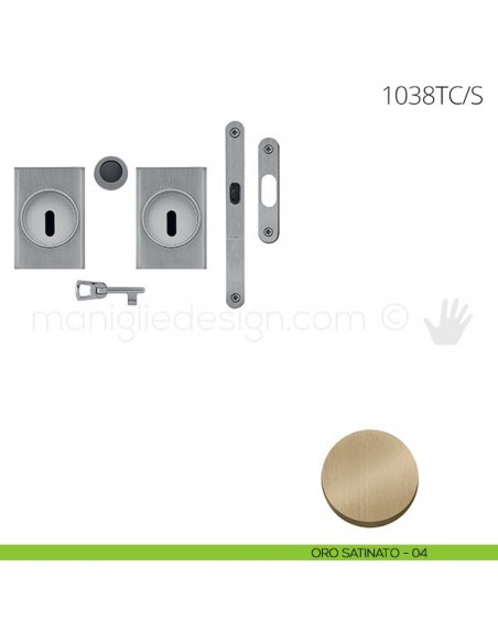Maniglia per porta scorrevole Clip Mandelli 1038T con chiave e serratura oro satinato